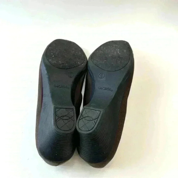 George Heels Womens 6 Comfort Start Loafers Pumps Wedge Black Fabric Slip On - Picture 6 of 9